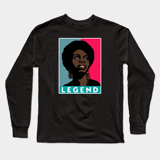 NINA SIMONE FAN ART Long Sleeve T-Shirt by theanomalius_merch